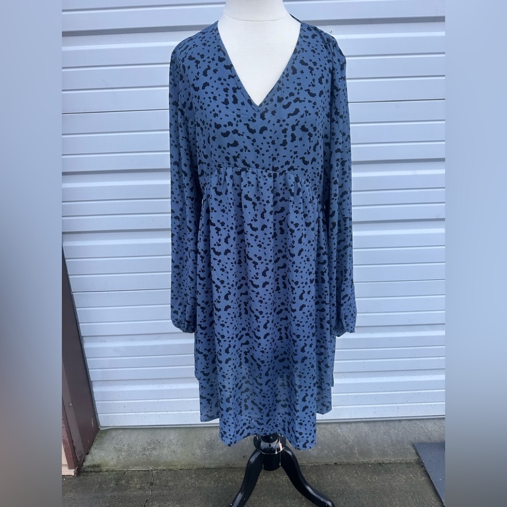 DAVI & DANI Long Sleeve Dress in Blue and Black